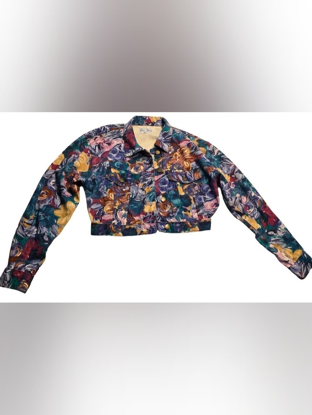 Paris Blues Y2K Floral Cropped Denim Jacket in Multicolor